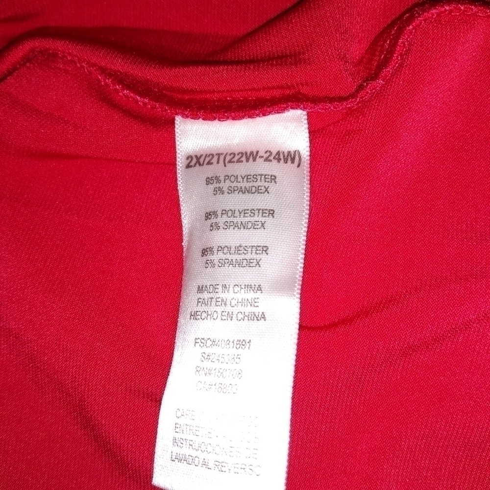 Signature Collection Dress,  sz 2W 22-24W Deep Red, short sleeve cutouts NWOT - Picture 4 of 6